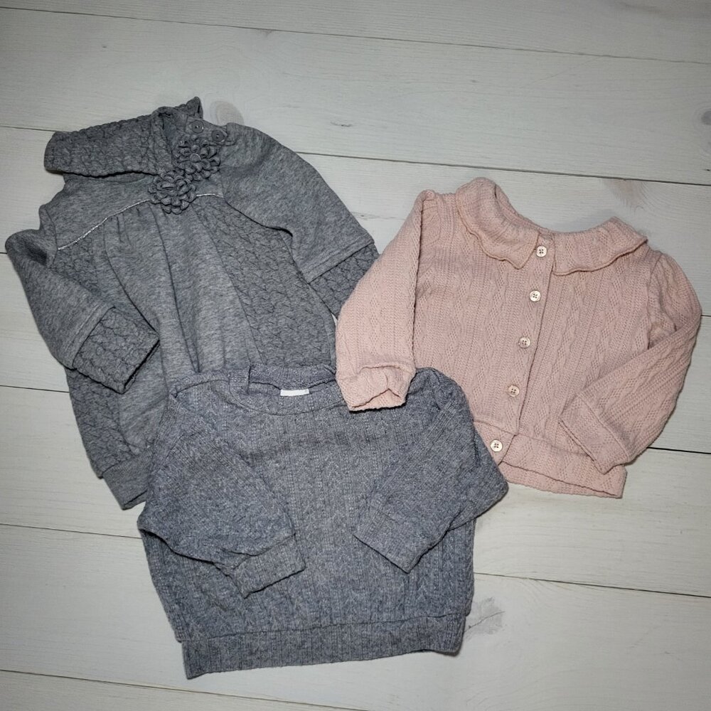 Infant Girl's Top Bundle Cable Knit Pullover SNUG Brand Cat& Jack TAHARI